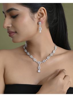 VOJ - Silver Plated Geometrical Shaped Ad Jewellery Set