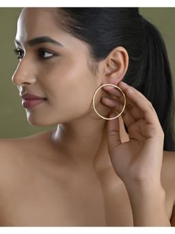 VOJ - Gold Toned Circular Studded Hoop Earrings