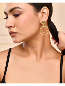 VOJ - Gold Plated Anti Tarnish Circle Drop Earrings