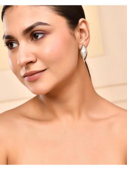 VOJ - Silver Plated Classic Shankh Shape Earrings