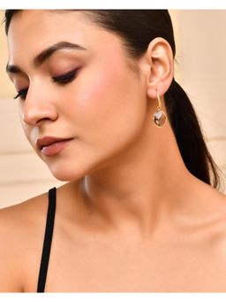 VOJ - Gold Plated Classic Stone Studded Drop Earrings