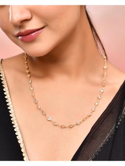 VOJ - Women Gold Plated Heart Shaped Stone Studded Chain