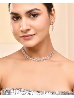 VOJ - Rose Gold Plated Stone Studded Jewellery Set