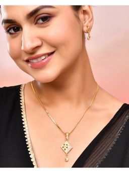 VOJ - Gold Plated Geometrical Ad Stone Studded Chain Set