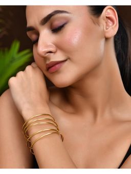 VOJ - 18K Gold Toned Elegant Anti Tarnish Multi Layer Bracelet