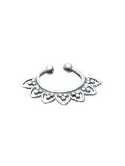 Sheer by Priyaasi - Oxidised Silver Leaf Pattern Septum Nose Ring