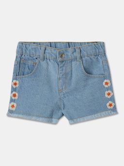 R&B - Blue Cotton Floral Shorts