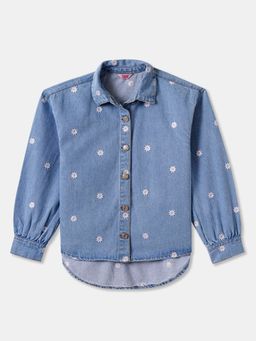 R&B - Blue Cotton Floral Shirt