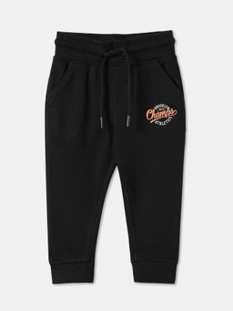 R&B - Black Cotton Typography Joggers