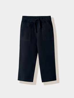 R&B - Navy Blue Cotton Solid Trouser