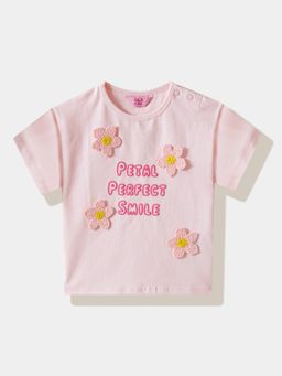 R&B - Pink Cotton Blend Typography Top