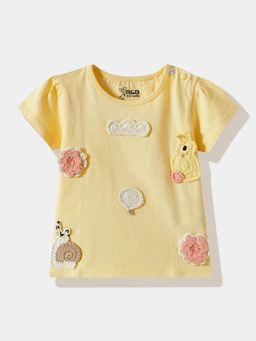 R&B - Yellow Cotton Embroidered Top