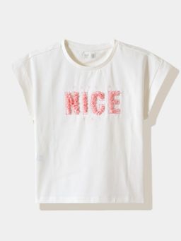 R&B - White Cotton Blend Graphic Top