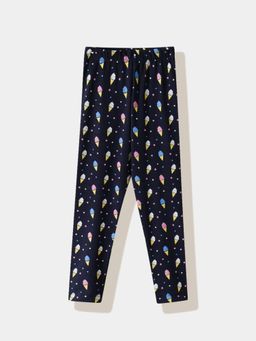R&B - Navy Blue Cotton Blend Printed Leggings