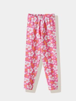 R&B - Pink Cotton Blend Floral Leggings
