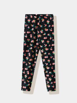 R&B - Black Cotton Blend Floral Leggings