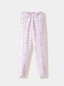 R&B - White Cotton Blend Printed Leggings