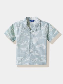 R&B - Blue Cotton Abstract Shirt