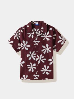 R&B - Maroon Cotton Floral Shirt