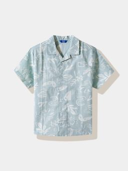 R&B - Blue Cotton Abstract Shirt