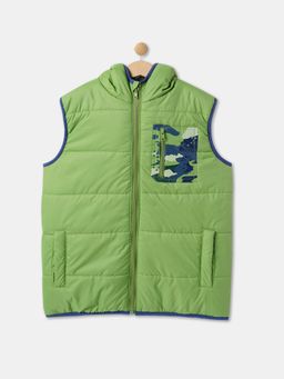 R&B - Olive Polyester Solid Puffer Jacket