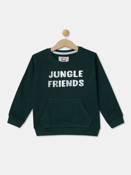 R&B - Green Cotton Typography Sweatshirt