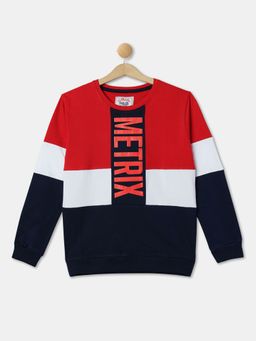 R&B - Red Cotton Colorblock Sweatshirt