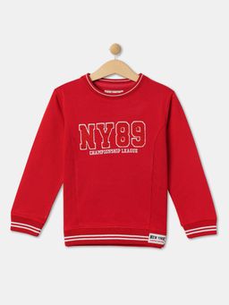 R&B - Red Cotton Typography Sweatshirt