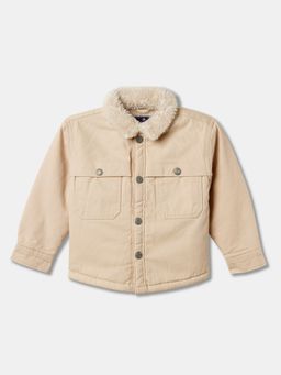 R&B - Beige Cotton Solid Jacket