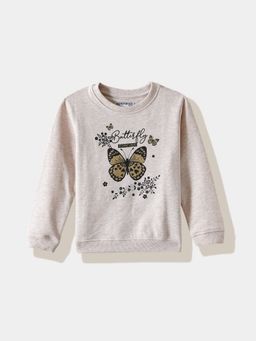 R&B - Beige Cotton Printed Sweatshirt