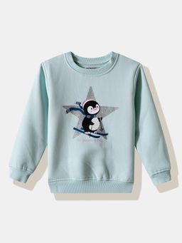 R&B - Blue Cotton Printed Sweatshirt