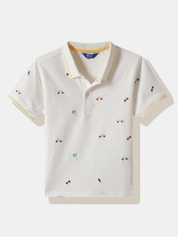 R&B - Ivory Cotton Solid Polo T-Shirt