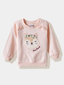 R&B - Pink Cotton Printed Sweatshirt