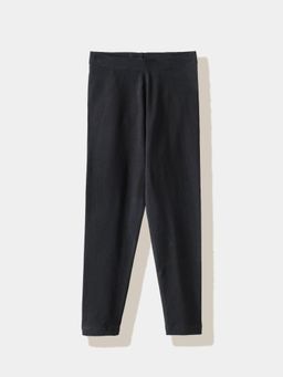 R&B - Black Cotton Solid Leggings
