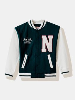 R&B - Green Polyester Typography Jacket