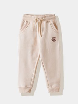 R&B - Beige Cotton Solid Joggers