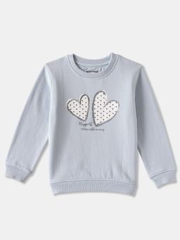 R&B - Blue Cotton Blend Printed Sweatshirt