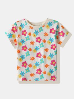 R&B - Beige Cotton Floral Top