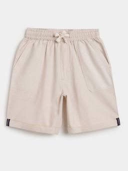Campana - Beige Cotton Solid Shorts