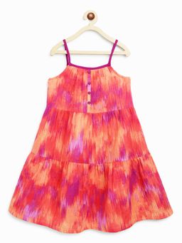Campana - Orange Rayon Abstract Dress