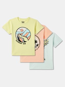 R&B - Multi-Color Cotton Graphic T-Shirt (Pack of 3)