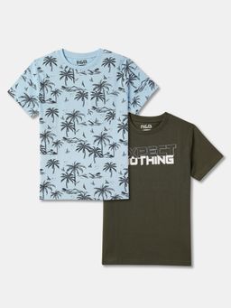 R&B - Multi-Color Cotton Printed T-Shirt (Pack of 2)
