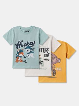 R&B - Multi-Color Cotton Graphic T-Shirt (Pack of 3)