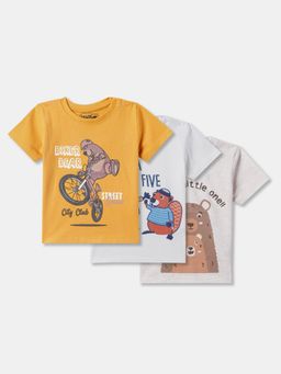 R&B - Multi-Color Cotton Graphic T-Shirt (Pack of 3)