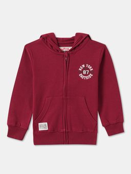 R&B - Burgundy Cotton Typography Hoodie