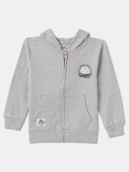 R&B - Grey Cotton Typography Hoodie
