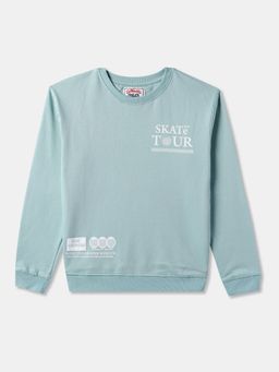 R&B - Blue Cotton Typography Sweatshirt