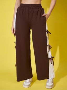 Buynewtrend - Coffee Brown Women Wide Leg Trouser