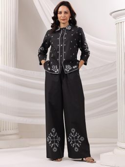 ZUMMER - Cotton Embroidered Black Co-Ord Set