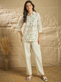 ZUMMER - Embroidered Cream Co-Ord Set
